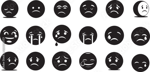 Black and white faces expressing different emotions