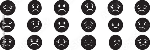 Black and white sad faces pattern background