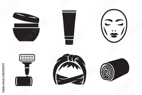 Collection of beauty and skincare icons