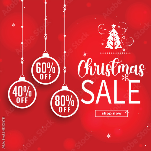 Festive Christmas Sale Advertisement with Discount Ornaments