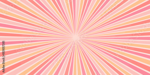 Abstract colorful background vector illustration with pink and orange sunburst rays, bright energy beam design, and radial pattern texture