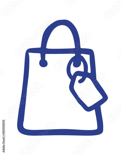 shopping bag doodle icon. Vector doodle illustration icon isolated on white bg