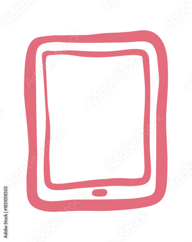 tablet hand drawn doodle. Vector doodle illustration icon isolated on white bg