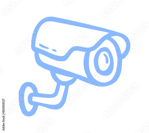 video security camera doodle. Vector doodle illustration icon isolated on white bg