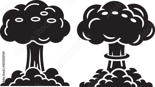 Two mushroom cloud silhouettes