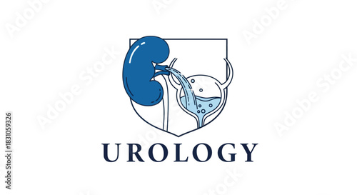 Urology Medical Logo Illustration Featuring Kidney and Bladder on White Background