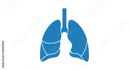 Blue Human Lungs Icon Illustration for Respiratory System Medical Science and Health