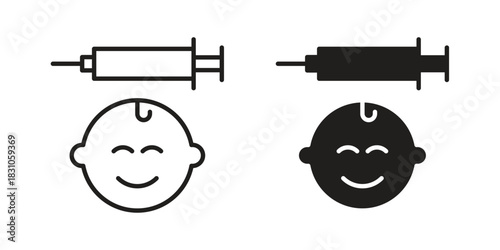 Baby Vaccination icon. Outline, Glyph and Filled Outline Style