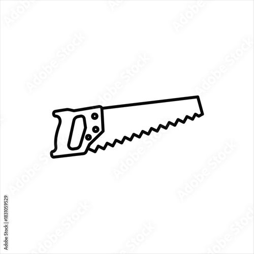 Clean hand saw icon for tools and construction projects