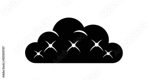 Minimalist sparkling cloud icon symbolizing freshness hygiene and clean air on white background