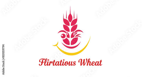 Playful smiling wheat grain logo design for food and agricultural branding concepts