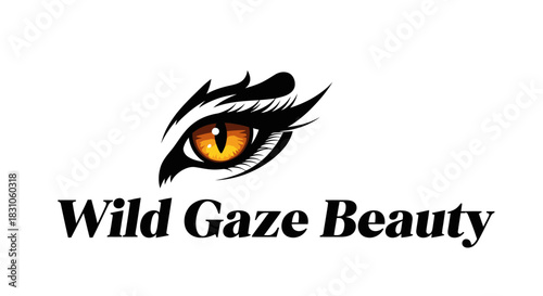 Captivating Wild Gaze Beauty Logo Showcasing a Powerful Feline Eye with Dynamic Lashes
