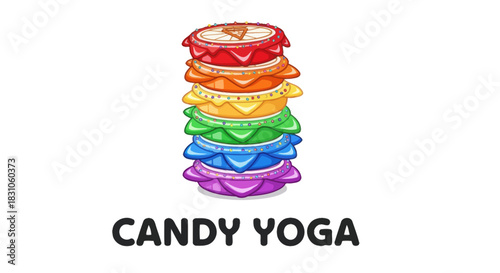 Vibrant Stack of Chakra Colored Sweets Illustrating Mindful Indulgence and Balance