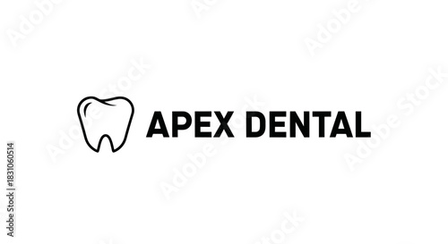 Modern minimalist Apex Dental logo with clean outline tooth icon for professional health services