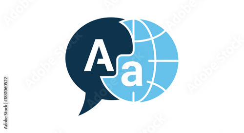 Global Language Translation Icon Speech Bubble and Globe International Communication
