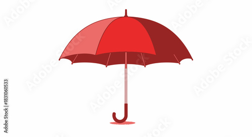Vibrant Red Umbrella Graphic Illustration Isolated on White Background for Weather Protection