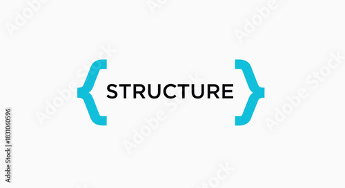 Modern structure concept with stylized programming braces for organized digital content