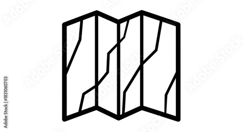 Minimalist Folded Map Icon Vector Illustration for Travel Navigation and Location Pinpointing