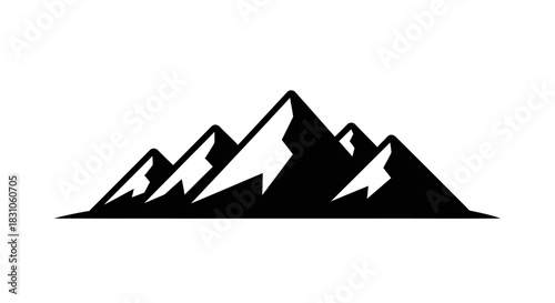 Minimalist Mountain Peaks Silhouette Vector Icon Design for Outdoor Adventure and Nature Landscape