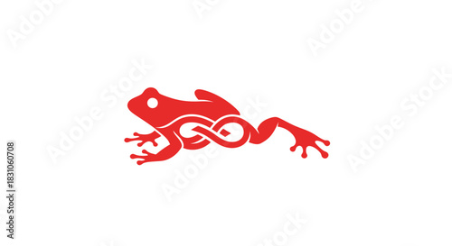 Modern Red Frog Logo with Integrated Infinity Symbol Vector Illustration Design