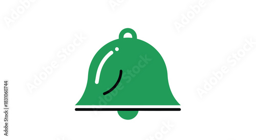 Vibrant green bell icon representing digital notification and alert symbol for modern