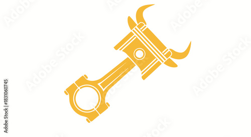 Powerful Engine Piston Bull Horns Logo Design for Automotive Strength Concept