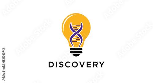 Innovative Lightbulb and DNA Helix Logo Representing Genetic Science Discovery and Smart Research