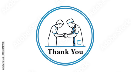 Doctors and patients showing gratitude medical care appreciation simple illustration