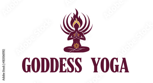 Goddess Yoga Logo Design Meditating Silhouette Spiritual Wellness Chakra Symbol