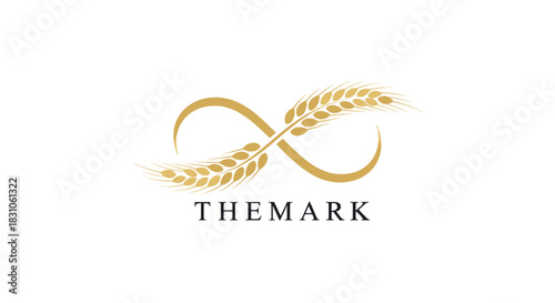 Golden Wheat Infinity Loop Logo Design for Organic Agriculture and Sustainable Food Production