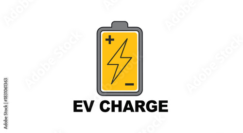 Electric Vehicle Charge Icon Battery Symbol for Sustainable Energy and Power Solutions