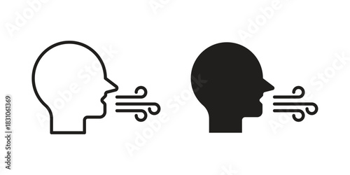 Breath icon. Outline, Glyph and Filled Outline Style