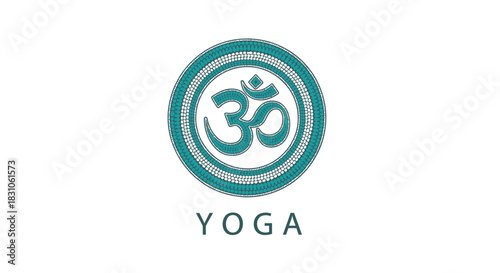 Elegant Om Symbol Yoga and Meditation Emblem Design for Spiritual Wellness and Balance
