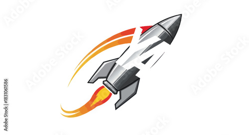 Dynamic Rocket Launch Illustration Symbolizing Rapid Progress and Startup Success