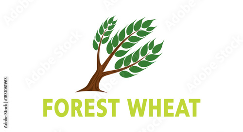 Stylized green plant illustration for organic farming and natural produce branding concepts