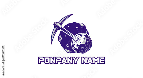 Graphic Logo of Pickaxe Striking Asteroid Revealing Luminous Crystal Resource