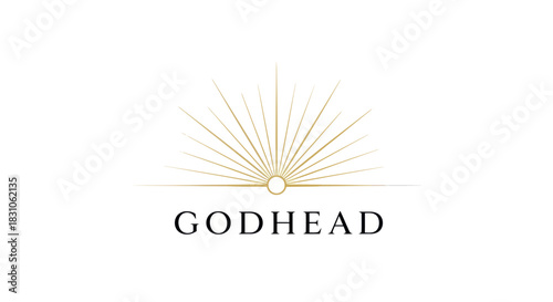 Minimalist golden radiant light symbol representing enlightenment and divinity