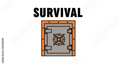 Robust Survival Concept with Secure Vault Door Illustration Protecting Valuables and Assets