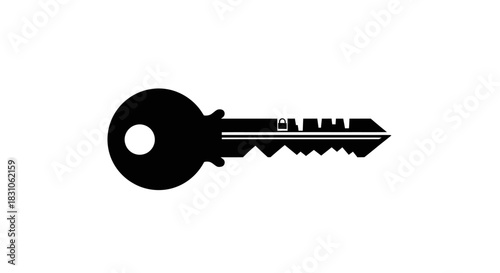 Modern Security Key Silhouette Vector Icon for Access and Protection Concepts