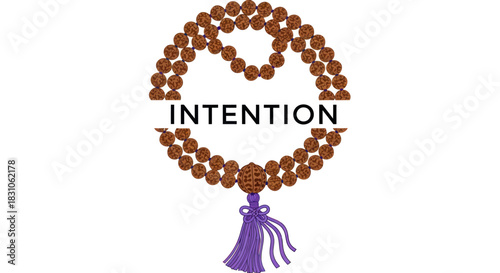 Spiritual Intention Symbolism with Rudraksha Prayer Beads and Meditation Focus Design