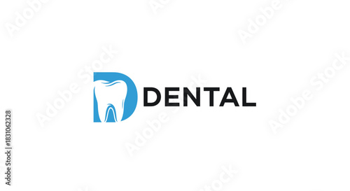 Modern Dental Clinic Logo Design with Stylized Tooth and Bold Typography for Oral Care