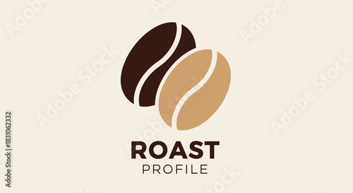 Stylish Coffee Bean Roast Profile Logo Design for Coffee Shop or Cafe Branding Identity