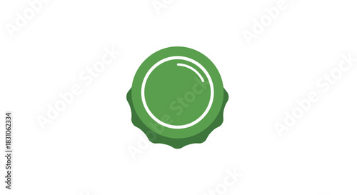 Green Bottle Cap Icon Flat Design Illustration for Refreshing Beverage Branding