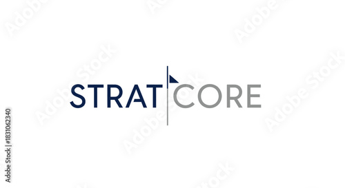 Modern business logo for Strat Core featuring golf flagstick symbol on white background