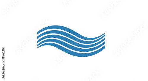 Abstract Blue Wavy Lines Flowing Smoothly on White Background Symbolizing Water Movement