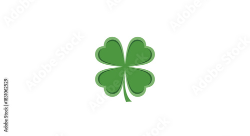 Vibrant Green Four Leaf Clover Symbol of Good Luck and Nature Icon on White Background