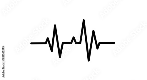 Essential Human Heartbeat Cardiogram Line Isolated on Clean White Background Medical Health