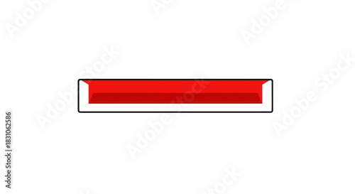 Vibrant Red Rectangle Button Interface Element Modern Glossy Graphic Design on White Background
