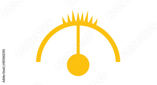 Minimalist Golden Sun Arch Icon with Spiked Rays and Droplet Element Abstract Vector Design