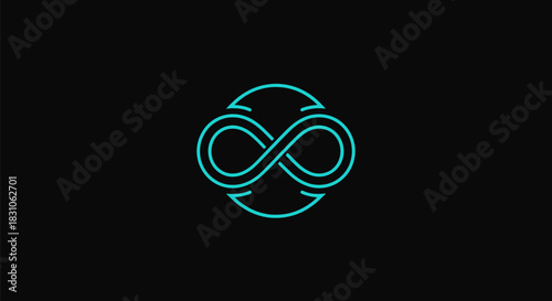 Modern Teal Infinity Symbol Graphic on Dark Background Representing Endless Continuity